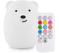 Veilleuse LED Lampe de Chevet Night Light Enfants, Recharge USB, Télécommande et taper pour change couleur, Cadeaux De Noël (Ours)