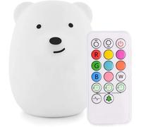 Veilleuse Led Lampe De Chevet Night Light Enfants, Recharge Usb, Télécommande Et Taper Pour Change Couleur, Cadeaux De Noël (Ours). Multicolore