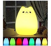 Veilleuse led , omitium led chat veilleuse silicone veilleuse de bébé portable enfant veilleuse avec 7 couleurs de nuit lampe de chevet usb G
