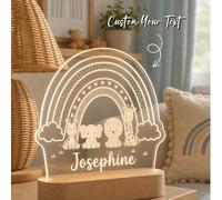 Veilleuse LED personnalisée avec base en bois, décoration d'intérieur animal arc-en-ciel étoilé Taille UniquePMMA