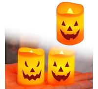 Veilleuse LED pour Halloween - Décoration de fête - Pour intérieur et extérieur - 6 pièces - Orange - 5 x 3 cm