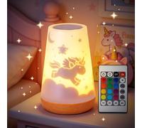 Veilleuse Licorne Magique Fille, LED 16 Couleurs Tactile Télécommande | Lampe USB Rechargeable, Minuteur, Intensité Réglable, Décoration Chambre Enfant, Cadeau Magique