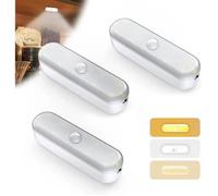 Veilleuse - Lot de 3 - Lampe de Placard LED - Rechargeable USB - Détecteur de Mouvement - Intérieur