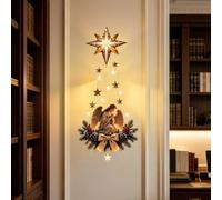 Veilleuse Murale Ange LED Décoration Noël, Suspension Étoiles Acrylique 2D | Lumière Chaude 40x15cm, Déco Salon Chambre Entrée, Idée Cadeau Chrétien et Noël, Tableau Mural Veilleuse Intérieur Festif