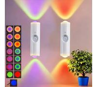 Veilleuse murale portable, lampe murale LED magnétique rechargeable par USB, veilleuse à détecteur de mouvement, lampe murale à piles 7 couleurs pour escalier, salon, chambre à coucher (2 pièces)