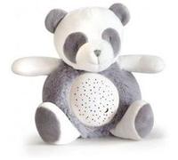 Veilleuse musicale et lumineuse panda gris 20 cm - projection sons nature musique - peluche doudou - set cadeau bebe et carte Gris