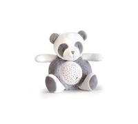 Veilleuse Musicale Et Lumineuse Panda Gris 20 Cm - Projection, Sons Nature, Musique - Peluche, Doudou - Set Cadeau Bebe Et Carte