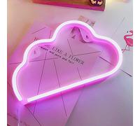 Veilleuse néon LED, Enseignes au néon en forme de nuage Veilleuse décorative murale Alimenté par batterie et USB pour la décoration intérieure (Rose)