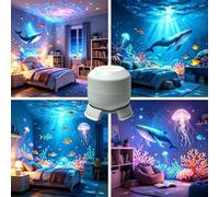 Veilleuse océanique LED portable créative, lampe de projection rotative à 360°, lumière douce protectrice pour les yeux, aide au sommeil, lumière de décoration pour la maison, convient pour la chambre