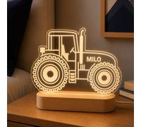 Veilleuse Personnalisée Tracteur avec Nom, Construction Atmosphère Enfant | Lampe De Chevet Veilleuse pour Garçon Décoration De Chambre À Coucher, Cadeau de Garçon 5 6 7 8 ans
