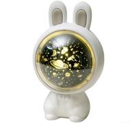 Veilleuse projecteur lapin avec boîte à musique pour chambre d'enfant - 3 diapositives étoile pour galaxie lampe de projection USB rechargeable contrôle tactile variateur d'intensité 15,6 cm (blanc)