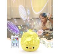 Veilleuse Projecteur Pour Bébé, Rotation À 360°, Veilleuse Étoilée Avec Télécommande Et 6 Films De Projection, Minuterie (Canard Jaune)