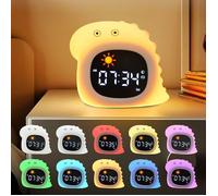 Veilleuse Tactile Dinosaure Enfant -Réveil Horloge Apprentissage Sommeil, Sons Naturels Apaisants, Lampe de Chevet Lumières