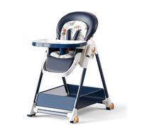 Veitoalioy Chaise Haute pour Bébé Chaise de Salle à Manger avec 6 Hauteurs Réglables et 3 Positions d'inclinaison Multifonctionnelle Pliable Convertible avec Doubles Plateaux (808 Blue)