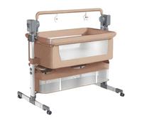 Veitoalioy Électrique Bluetooth Intelligent Cododo Bebe, Hauteur Réglable Lit Bébé Réglable en Plusieurs Vitesses, Lit bébé avec Musique Jouable,Berceau pour Bébé (601 Brown)
