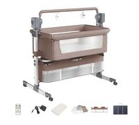 Veitoalioy Électrique Bluetooth Intelligent Cododo Bebe, Hauteur Réglable Lit Bébé Réglable en Plusieurs Vitesses, Lit bébé avec Musique Jouable,Berceau pour Bébé (601 Khaki)
