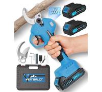 Veitorld Sécateur professionnel sans fil 1200 W avec batterie 2 x 2000 mAh, puissance de coupe 40 mm, moteur sans balais, sécateur électrique professionnel pour batterie Makita 18 V, poignée