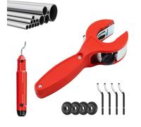 VELAJA Coupe Tube à Cliquet avec Ébavuroir,8-29mm Coupe Tube Cuivre Inox PVC Aluminium,Set de Coupe Tuyau avec 4 Roulettes de Rechange,Outil de Coupe Précision pour Tuyauterie en Espace Étroit