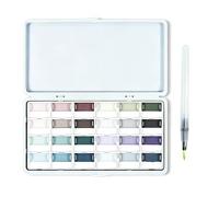 VELAJA Peinture Aquarelle, Set de 24 Couleurs Opaques avec Palette, Kit Aquarelle Semi-humide avec Nuancier et Pinceau Réservoir, Palette Aquarelle Idéale pour Artistes et Amateurs de Loisirs Créatifs