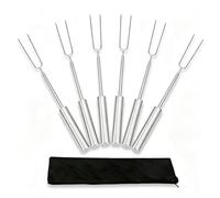 VELAJA Pique a Brochette Extensible, 6 Pièces Pic Brochette Inox Télescopique 32.7-82.5cm, Fourchette Barbecue pour Guimauve, Pain, Hot Dog, Viande, Légumes, Camping BBQ, Rangement Inclus