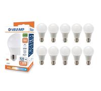 Velamp Ampoule LED, standard A60, culot E27, 9W (806 lumens équivalent à 60W), lumière blanche chaude 3000K, technologie SMD, faisceau 200 °, pack de 10 ampoules