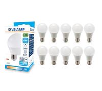 Velamp Ampoule LED, standard A60, culot E27, 9W (806 lumens équivalent à 60W), lumière blanche froide 6500K, technologie SMD, faisceau 200 °, pack de 10 ampoules