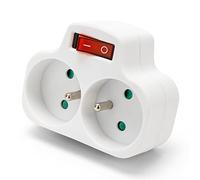 VeLamp Biplite française 2 entrées 2P + T 16A avec Interrupteur ADAT-FR-4 Blanc