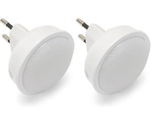 Velamp IL28NG veilleuse LED avec interrupteur à pression - 3000K lumière chaude - allumage et extinction par simple pression, design compact pour chambre d’enfant, couloir et chambre (Lot de 2)
