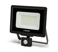 Velamp IS768-5-6500K Spot LED détecteur de mouvement, 50 W, 4000 lm, lumière blanche froide (6500 K), projecteur d'extérieur IP44 pour jardin, cour, 50 W, noir