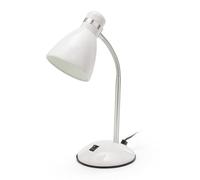 Velamp Lampe de bureau avec douille E27, compatible LED, bras flexible, câble et interrupteur inclus, idéale pour chambre d'enfant, bureau ou espace de travail.