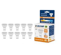 Velamp Lot de 10 ampoules LED GU10, 6 W équivalents à 40 W halogène, 470 lumens, lumière blanc chaud 3000 K, angle de faisceau de 38°, ampoule LED non dimmable