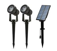 Velamp Lot de 2 projecteurs LED d'extérieur avec panneau solaire - 2 lampes solaires de jardin de 100 lumens, étanches IP65, pour jardin, arbustes, cour, pots et plantes