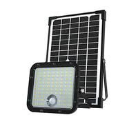 VELAMP Projecteur LED solaire de 4800 lumens, avec détecteur de présence. Panneau solaire déporté, Noir