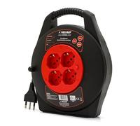 VELAMP - Rallonge électrique de 10 mètres avec enrouleur de câble électrique et prise multiple (4 prises Schuko + 10/16 A), grande fiche 16 A, interrupteur de sécurité - Câble électrique multipolaire
