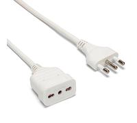 Velamp Rallonge électrique de 3 mètres - Grande prise (16A) et prise bipas grande/petite (10A/16A) - Idéal pour connecter les appareils domestiques - Couleur blanche