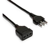 Velamp Rallonge électrique de 3 mètres - Grande prise (16A) et prise bipas grande/petite (10A/16A) - Idéal pour connecter les appareils domestiques - Couleur noire