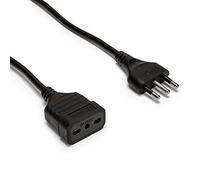Velamp Rallonge électrique de 5 mètres - Grande prise (16A) et prise bipas grande/petite (10A/16A) - Idéal pour connecter les appareils domestiques - Couleur noire