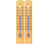 VELAMP Thermomètre intérieur/extérieur en bois 20 cm (Lot de 2)