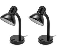 VELAMP TL1201-N - Lampe de Chevet, Lampe de Bureau Compacte à Bras Orientable, Ampoule E27 et LED 40W non Incluse, Lampe de Table de Nuit, Lecture, Chambre Enfant en Métal, Câble et Interrupteur, Noir