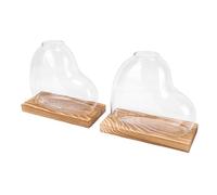 VELATEMOR Jardinière de Bureau en Forme de Cœur en Verre pour Plantes Hydroponiques, Vase de Propagation élégant pour la Décoration de la Maison et du Bureau, Lot de 2 pour Chambre, (Brown)