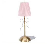 VELATEMOR Lampe de Table sans Fil, Lampe de Table à Nœud de 13 Pouces, Petite Lampe de Bureau avec Abat-jour en Tissu, Lampe de Chevet Décorative Moderne, Petit éclairage de Bureau de (PINK)