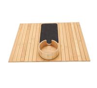 VELATEMOR Table à Bras de canapé Pliable avec Porte-gobelet pour canapé et Fauteuil, Rangement de Collation et de Téléphone, Bambusoideae 41,5x33,5 Cm