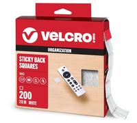 VELCRO Brand Lot de 200 carrés de montage | 2,2 cm blanc | Crochet et boucle adhésifs pour fournitures d'enseignants, organisation de bureau (30705), nylon