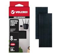 VELCRO Brand Lot de 8 attaches robustes | Bandes adhésives de 10,2 x 5,1 cm | Peut supporter 4,5 kg | Ruban adhésif noir de résistance industrielle | Utilisation en intérieur ou en extérieur