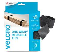 VELCRO Brand ONE-WRAP Ruban auto-agrippant réutilisable, Noir 30mm x 15m | Liens auto-agrippants réutilisables, faciles à enrouler et presser, idéaux pour organiser les câbles