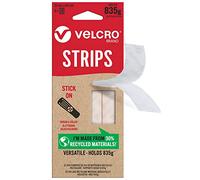 VELCRO Marque | Bandes Eco adhésives | Bandes Autocollantes Résistantes à Crochets et Boucles, sans Vis | Parfaites pour la Décoration de Pièce et L’usage Domestique | Blanc | 20 mm x 64 mm | Lot de 8