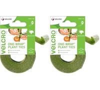 Velcro Marque One-Wrap Ruban Auto-Agrippant Pour Plantes, 12 Mm X 5 M, Vert - Solution Sécurisée Réutilisable Et Respectueuse Des Plantes Pour Sangles D’Attaches Pour Les Arbres Et Plantes (Lot de 2)