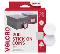 VELCRO Marque | Pastilles Adhésives | Pastilles Autocollantes Double Face à Crochets et Boucles, Parfaites pour la Décoration Intérieure et L’usage Domestique | Blanc | 19 mm x 19 mm | Paquet de 200