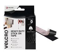 Velcro Marque Rouleau Adhésif Auto-Agrippant Industriel Très Résistant Double Face Qui Se Coupe À La Longueur Désirée Avec Crochets Et Boucles, Le Bureau Et Dans Le Garage, Noir, 50Mm X 1M