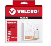 VELCRO Marque | Ruban adhésif | Bande auto-adhésive solide à couper à la longueur désirée Parfait pour la décoration de la chambre et la maison, le bureau, le garage | Blanc | 20 mm x 7,5 m